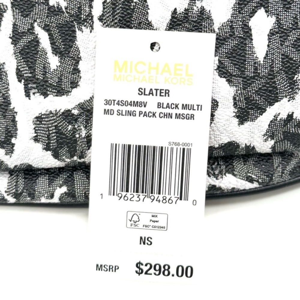 Michael Kors Medium Slater Sling Pack Chain Messenger Crossbody Bag Black Multi - Picture 11 of 11